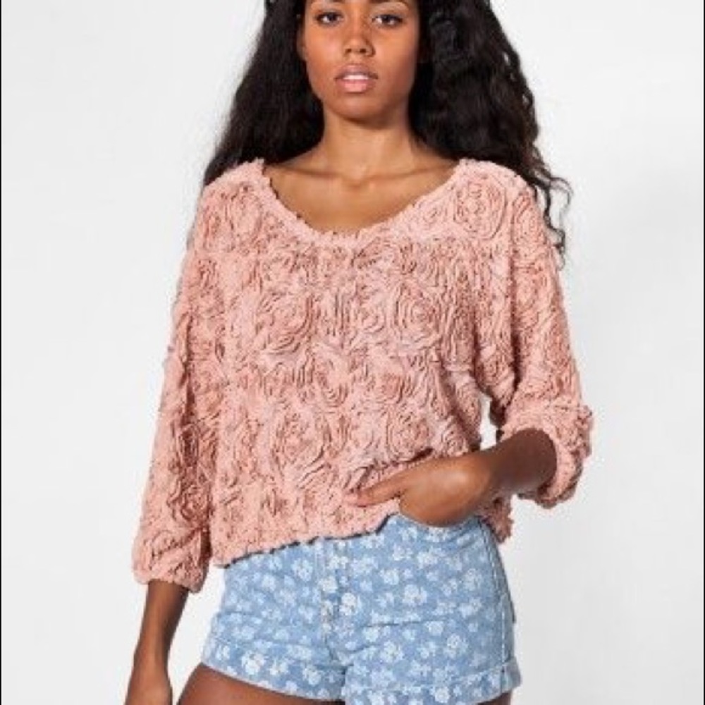 American Apparel Pink 3D Rose Sweater